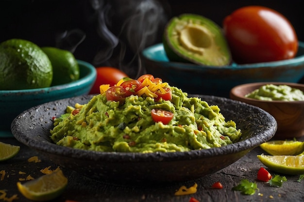 Guacamole en platos a la parrilla