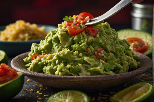 Foto el guacamole se usa como relleno para tacos vegetarianos