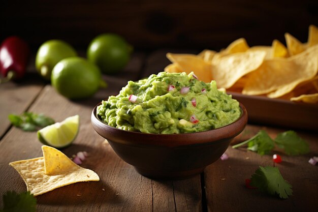 Foto guacamole wird auf einem teller mit einer vielzahl von dipping-optionen serviert