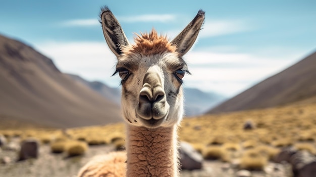 Guanaco na foto deslumbrante da natureza Recurso criativo gerado por IA