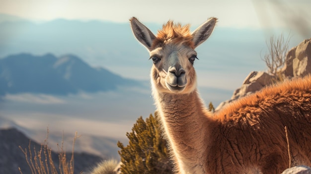 Guanako in der Natur, erstaunliches Foto, kreative Ressource, KI generiert