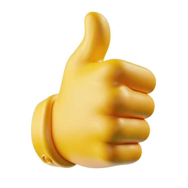 un guante amarillo con el pulgar hacia arriba