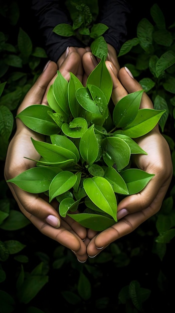 Foto el guante de la mano que define el buen medio ambiente feliz día del medio ambiente