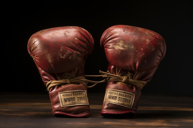 Foto guantes de boxeo antiguos