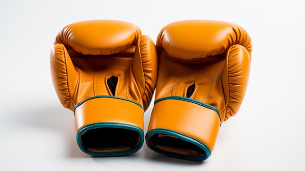 Guantes de boxeo de color naranja sobre fondo blanco.