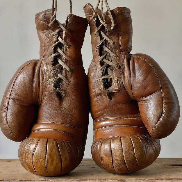 guantes de boxeo de cuero viejos