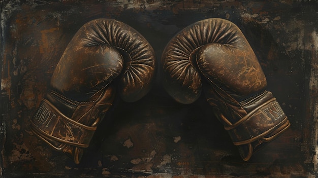 Guantes de boxeo en un fondo vintage oscuro