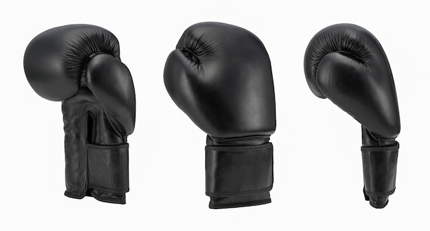 Guantes de boxeo negros aislados sobre fondo blanco. ropa de deporte