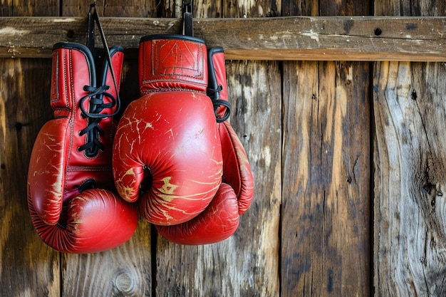 Guantes de boxeo en la pared