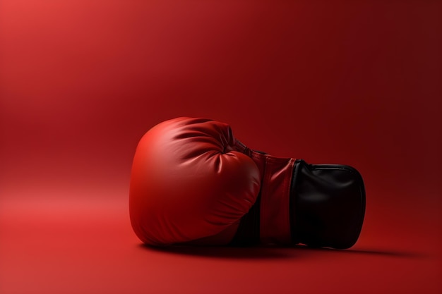 Guantes de boxeo rojos sobre un fondo rojo con copyspace