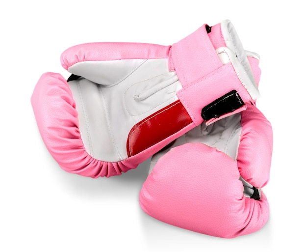 Guantes de boxeo rosa sobre fondo