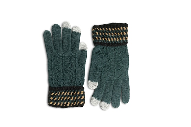 Guantes de invierno aislado sobre fondo blanco.