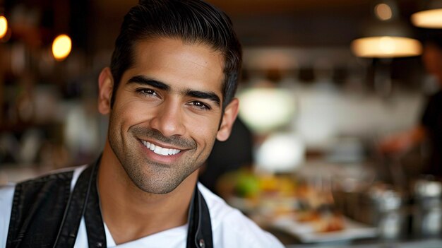 El guapo Baker sonriente en la foto de la cabeza