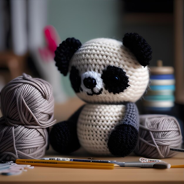 El guapo hilo de panda Amigurumi