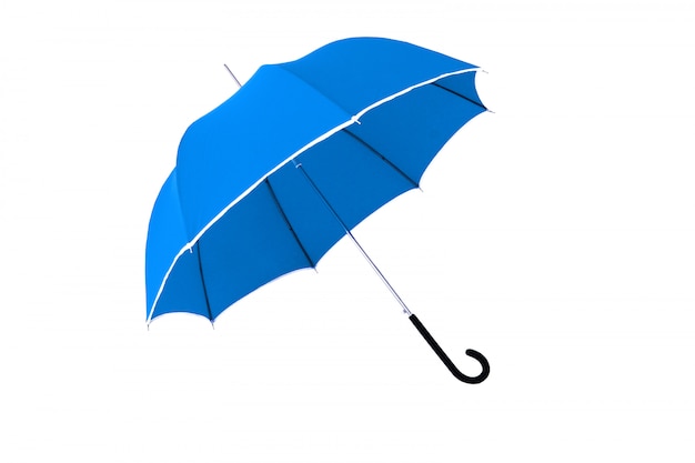 Guarda-chuva azul isolado no branco