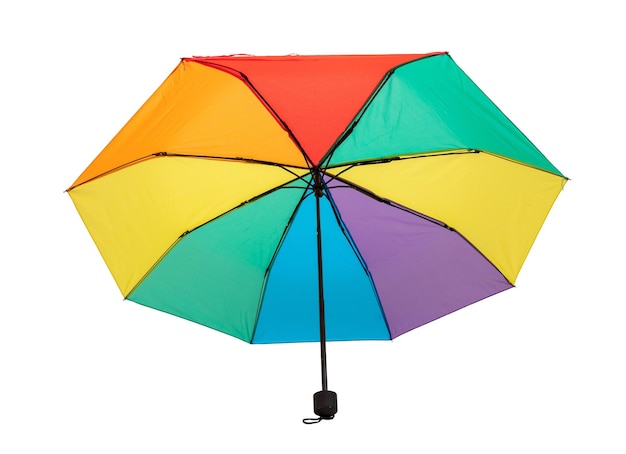 Guarda-chuva de cores do arco-íris isolado em branco transparente Conceito de orgulho de proteção contra intempéries
