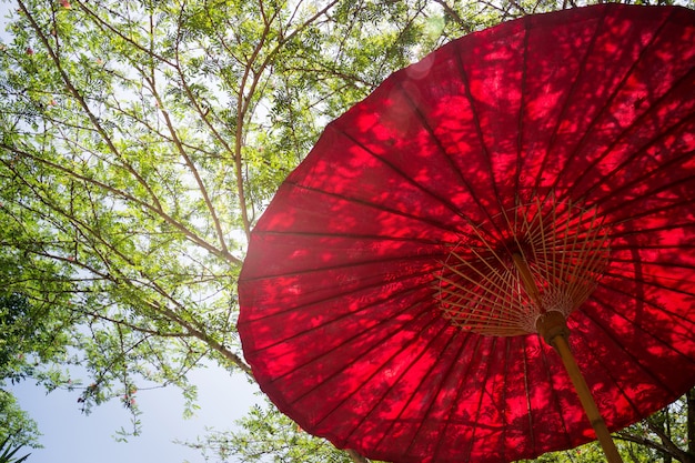 Guarda-chuva vermelho no Garden Resort