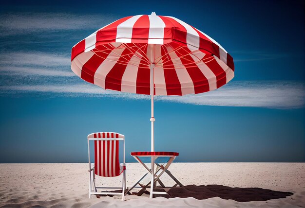 Guarda-sol com cadeiras e areia