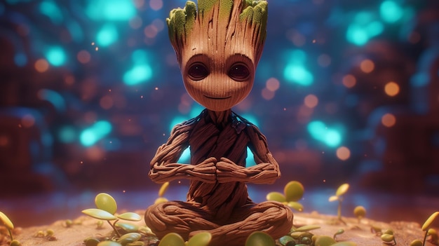 Foto guardian of cuteness baby groot una pequeña maravilla de adorable asombro del universo cósmico