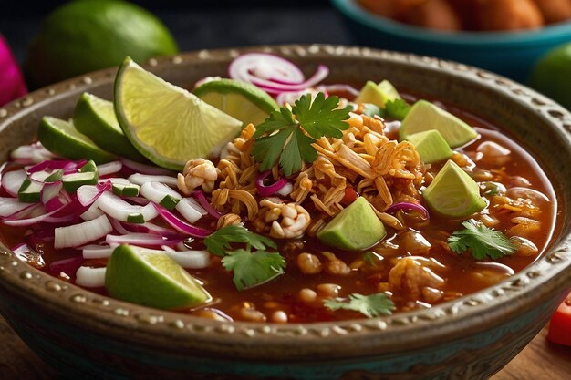 Guarnições de pozole adicionando crunch