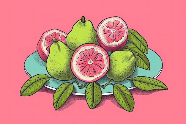 Guava-Illustration Fruchtillustration Generative KI