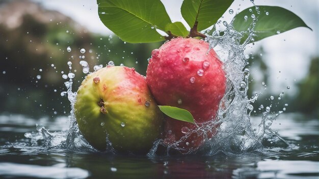 Guave im Wasserfarbspritzer