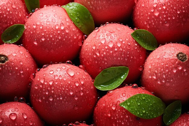 Foto una guayaba verde con gotas de agua en el fondo 4k