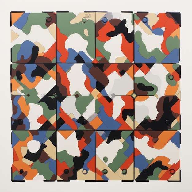 Gucci enthüllt den auffallenden Rubik's Cube Camouflage Textildruck auf weißem Hintergrund