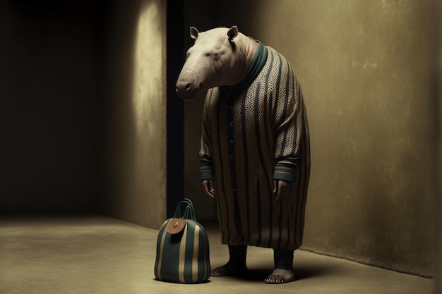 Gucci fotografía de moda cabeza de tapir malayo de cuerpo completo