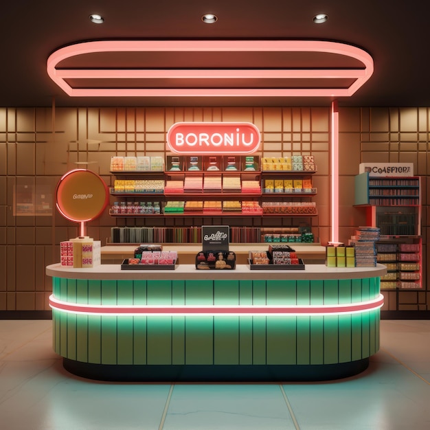 GucciInfused Japandi Candy Shop Um balcão hyperrealista com Bauhaus Touch e Photoreal N