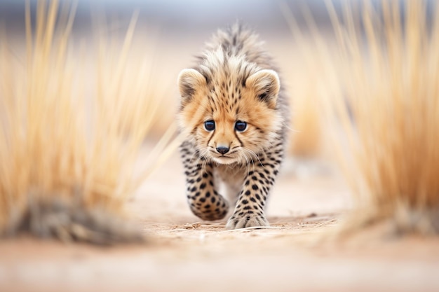 Foto el guepardo agachado antes de la persecución