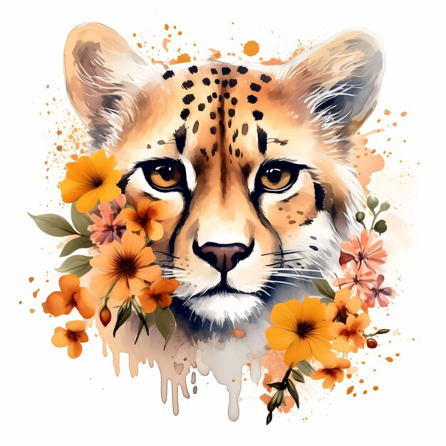 un guepardo con flores y un tigre