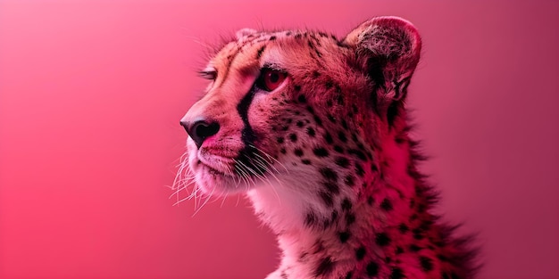 Un guepardo rosado en un entorno rosado monocromático brillante Concepto Fotografía de animales Guepardo rosada Monocromático Medio Ambiente Rosado Retratos de vida silvestre