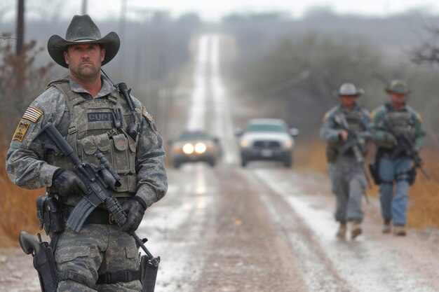 Guerra Civil Americana Protestos contra a política de imigração Emigrantes protegem a fronteira do Texas.