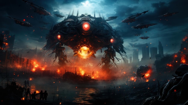 guerra de robôs Um cenário apocalíptico assustador no futuro