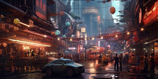 Foto guerra no mundo cyberpunk ai generative