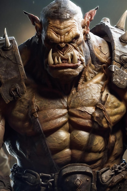 Foto guerreiro orc selvagem ameaçador caçador de orcs inteligência artificial generativa