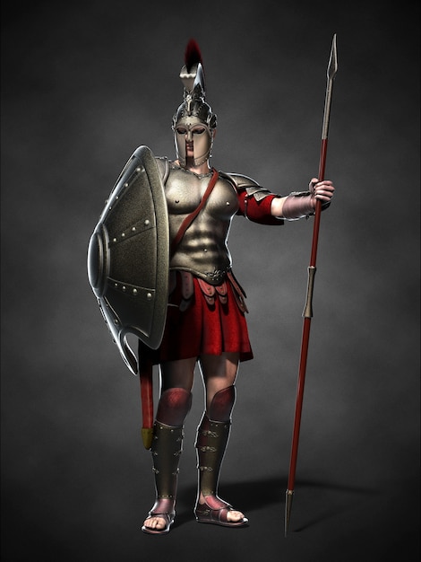 El guerrero espartano. Ilustración 3d