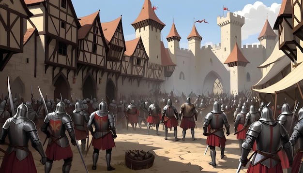 Foto guerrero guerra medieval personaje panorama de fondo