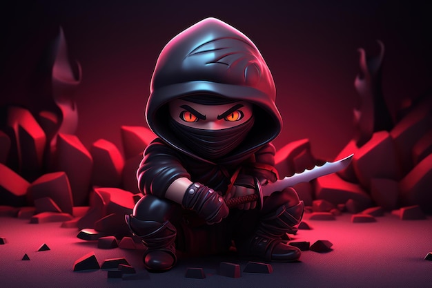 El guerrero ninja furtivo en las sombras