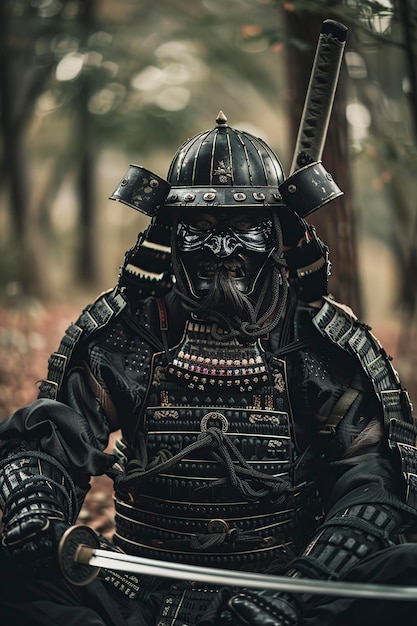 El guerrero samurai en el bosque