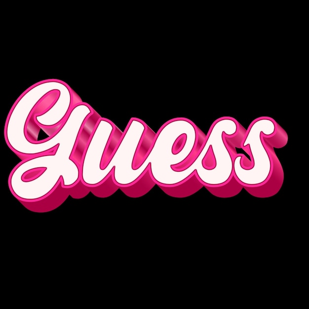 Guess Typography Design 3D Rosa Preto Branco Fonte de foto JPG