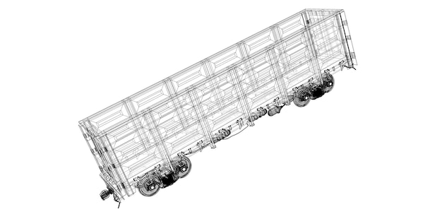 Güterwagen, Waggonaufbau, Drahtmodell
