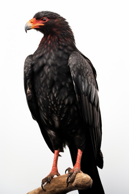 Águia Bateleur sobre fundo branco