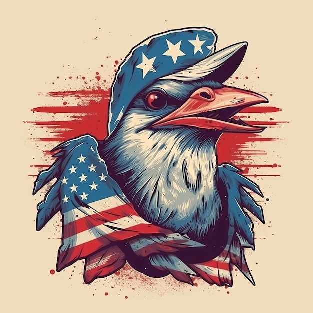 Águia careca com ilustração da bandeira americana