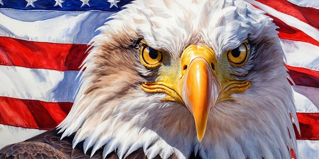 Águia careca na bandeira nacional dos Estados Unidos da América