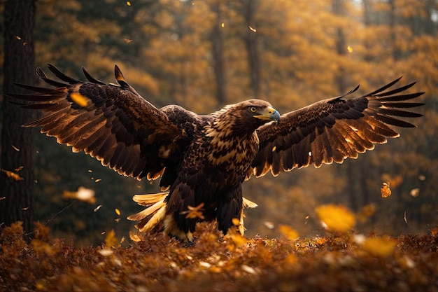 Águia dourada em ação voa natureza ai generativa