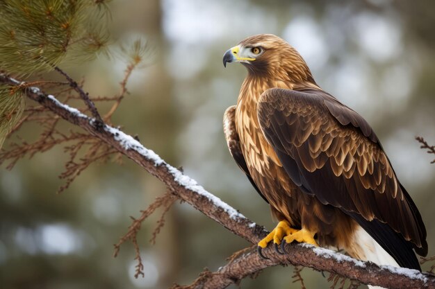 Águia galho de árvore inverno Caça de pássaros Gerar Ai