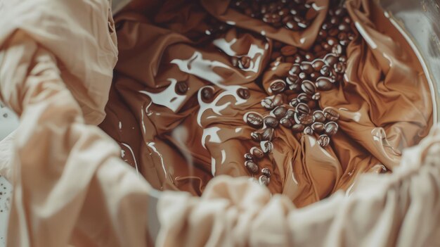 Guía visual para teñir telas con café Estilo tutorial Composición del proceso Paleta de colores cálida y natural Creatividad DIY y estado de ánimo ecológico