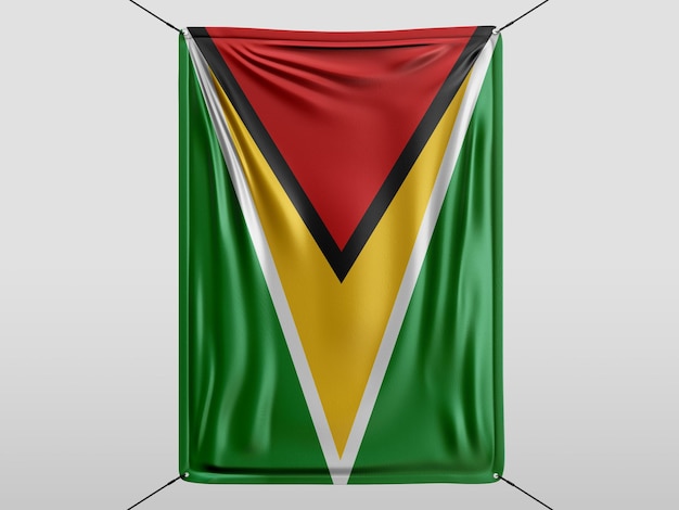 Guiana de bandeira de renderização 3D isolada e fundo branco